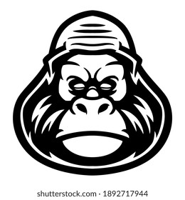 Gorilla logo design vector with modern illustration concept style for badge, emblem and t-shirt printing. Wild animals concept. Angry monkey gorilla illustration for sport and e-sport team