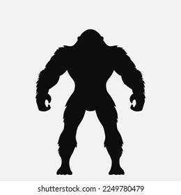 Gorilla logo, icon. Black silhouette. Vector illustration