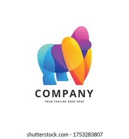 Gorilla Logo. Icon colorfull eye catching charming mature easy to read mascot logo suitable for animal care rescue good for any company. Colorful logo design