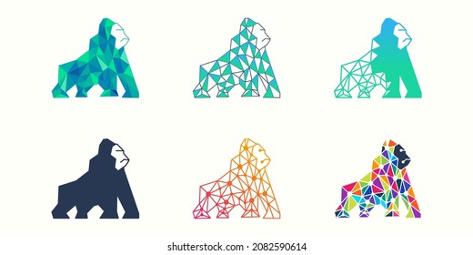 gorilla logo and icon set. design template vector.