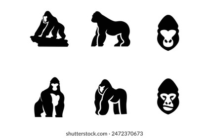 Gorilla logo icon, vector illustration design template