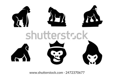 Gorilla logo icon, vector illustration design template