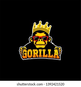 Gorilla Logo on isolated black background.