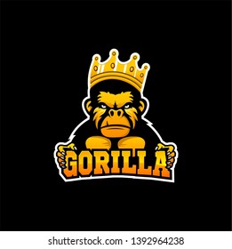 Gorilla Logo on isolated black background.