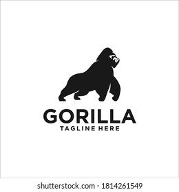 gorilla logo silhouette design icon vector