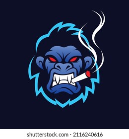 gorilla logo with smoke concept