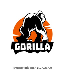 Gorilla Logo with Sun and Text