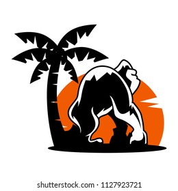 Gorilla Logo with Tree and Sun