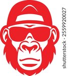 Gorilla logo vector black and white illustration