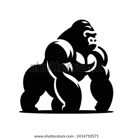 Gorilla logo vector black and white illustration 