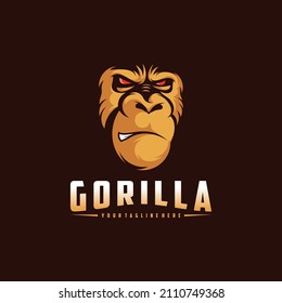 Gorilla logo Vector design template. Head Monkey Logo Esport gaming