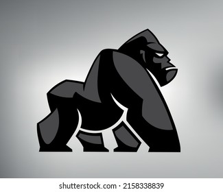 Gorilla Logo. Vector Drawing Angry Gorilla Is Coming