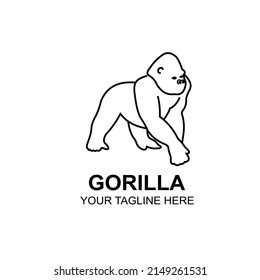Gorilla logo vector silhouette outline monoline art icon