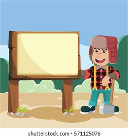 gorilla lumberjack with sign