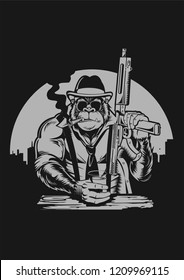 Gorilla Mafia funny vector illustration 