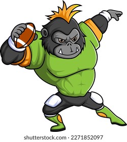the gorilla mascot of American football complete with player clothe of illustration