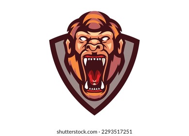 Gorilla mascot cartoon logo symbol illustration vector design