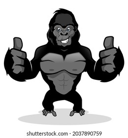 gorilla mascot cartoon in vector