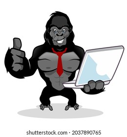 gorilla mascot cartoon in vector