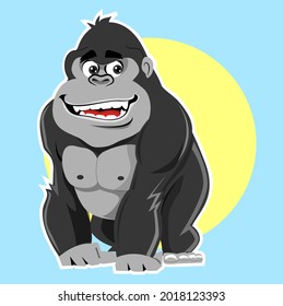 Caricatura del personaje de la mascota Gorila"sonrisa dulcemente