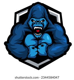 Gorilla mascot e sport logo design. Gorilla animal mascot vector illustration logo