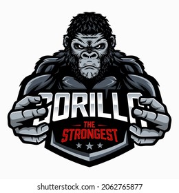 Gorilla mascot esport logo design. Gorilla animal mascot vector illustration logo. Wild angry gorilla mascot, Emblem design for es ports team. Vector illustration