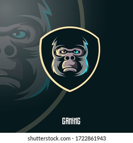 Gorilla mascot logo design vector with modern illustration concept style for badge, emblem and t shirt printing. Angry gorilla illustration for sport and e-sport team.