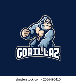 Gorilla mascot logo design vector with modern illustration concept style for badge, emblem and t shirt printing. Gorilla illustration.