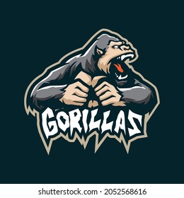 Gorilla mascot logo design vector with modern illustration concept style for badge, emblem and t shirt printing. Angry gorilla illustration.