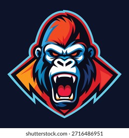 Plantilla de Vector de diseño de logotipo de mascota de gorila