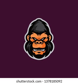 Gorilla mascot logo head for team gaming basketball template