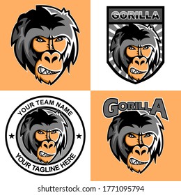 Gorilla mascot logo sport design