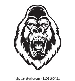 Gorilla mascot sport logo, emblem, illustration on a dark background