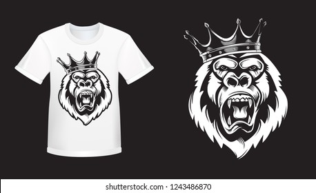 Gorilla mascot sport logo, emblem, illustration on a dark background