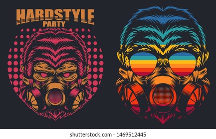 Gorilla Mask Retro hard party vector illustration for your company or brand