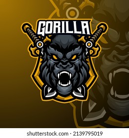 Gorilla masscot logo esport premium vector