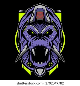 gorilla mecha illustration vector isolated on dark background