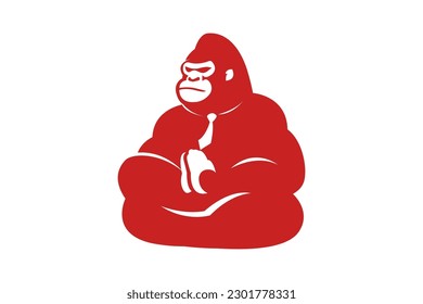 Vector de diseño del logotipo de meditación de gorila