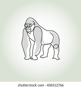 Gorilla in minimal line style vector
