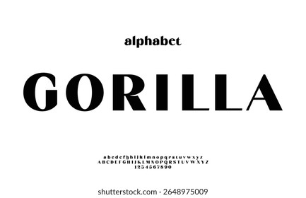 Gorilla is Modern Bold Font. Sans Serif Font. Regular Italic Uppercase Lowercase Typography urban style alphabet fonts for fashion, sport, technology, digital, movie, logo design, vector illustration