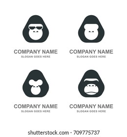 Gorilla Monkey Ape Animal Logo Mascot Collection Set 