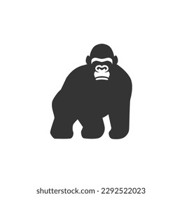 Gorilla monkey black silhouette vector on a white background