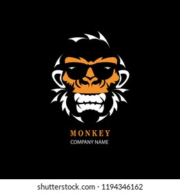 gorilla monkey character illustration logo icon vector