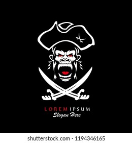 gorilla monkey character illustration logo icon vector