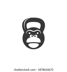 Gorilla monkey fitness kettlebell gym sport logo design Icon Vector