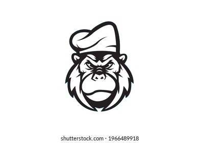 Gorilla, Monkey Head Logo Mascot Emblem. Sport logo concept vector.