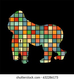 Gorilla monkey primater color silhouette animal