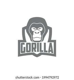Gorilla monkey with shield badge logo design