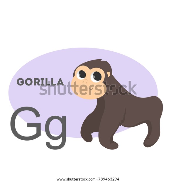 Gorilla On Alphabet Letter G Funny Stock Vector (Royalty Free) 789463294