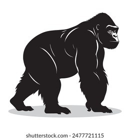 Gorilla-Umrisse und Symbole. Dunkelstufige Varietät Basic Exquisite weiße Fundament Gorilla Tier Vektorgrafik und Silhouette Ikone.